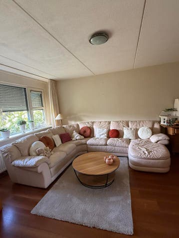 Gratis leren hoekbank, lichtbeige