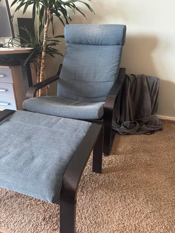 Comfortabele fauteuil met voetenbank - IKEA Poäng stijl