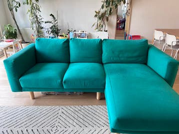 Gratis Groene bank – Ikea 3-zits met chaise longue