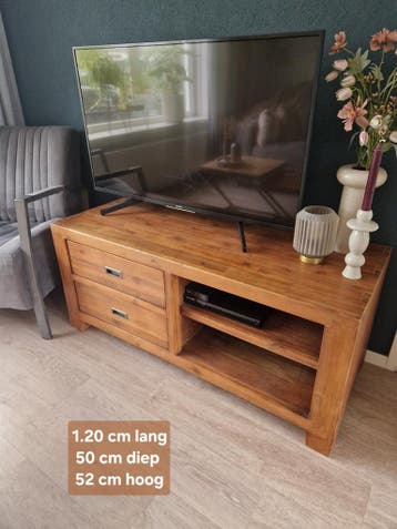 Houten tv meubel met lades en open vakken