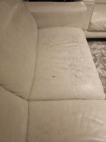 Gratis: Witte Leren Bankstel (2- en 3-zits) - Gebruikt