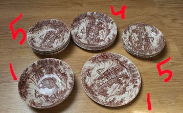 Servies met bruin patroon 16 stuk