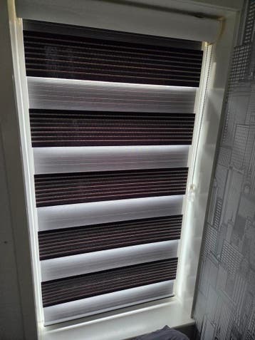 3x Stijlvol rolgordijn - grijs/Wit gestreept