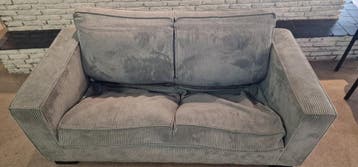 Tweezits, ribstof, grijs, doorgezakt