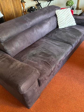 2x Jeansblauwe velours banken - GRATIS af te halen!