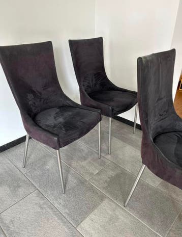 3 stijlvolle eetkamerstoelen - donkergrijs/zwart