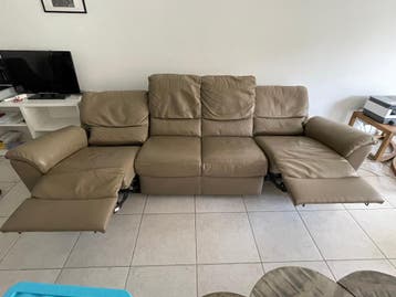 GRATIS Lange zetel salon 4-zit mét 2 relaxen Bruin