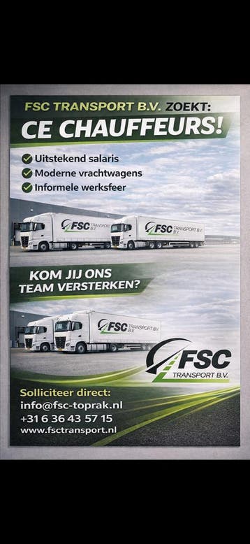 ZZP, CE Vrachtwagenchauffeurs gezocht !