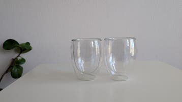 Dubbelwandige glazen voor koffie, thee of sap