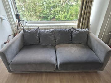 GRATIS Moderne Grijze Velvet Bank Loungebank (3-zits)