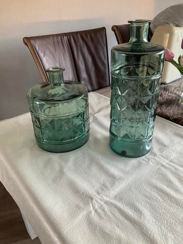 Decoratieve glazen vazen set - Groen/blauw