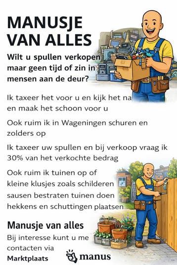 Manusje van alles opruimen verkopen verfen