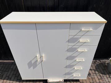 Witte kast met lades en deuren 120 cm breed