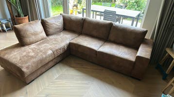 Hoekbank cognac - gratis af te halen