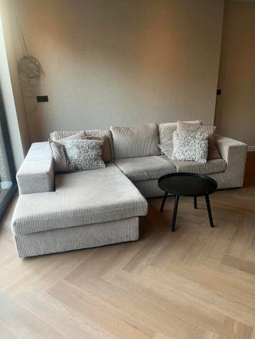 Gratis! Comfortabele Hoekbank - Ribstof Beige