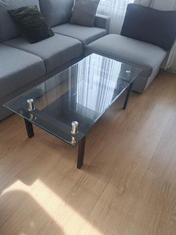 Glazen salontafel 120x60 cm – modern zwart frame