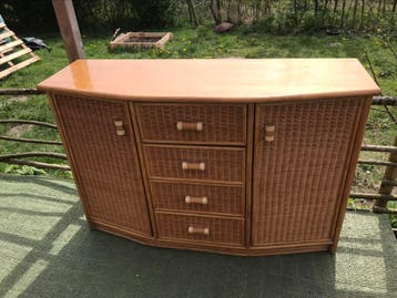 Vintage rotan kast dressoir