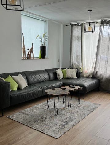 Gratis Leren hoekbank grijs groen