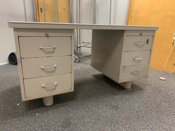 Gispen Bureau Grijs Staal Retro Vintage met Laden