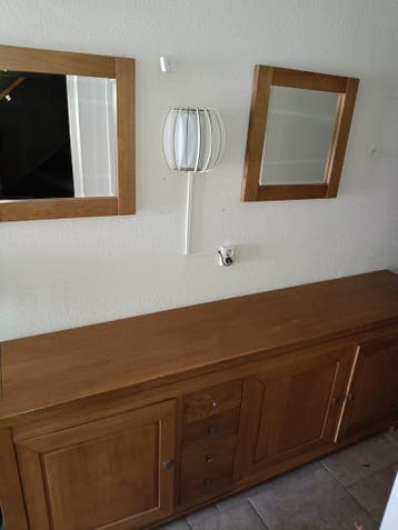 Eiken dressoir kast met 2 spiegels