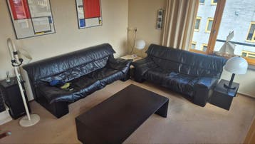 Leren Leolux bankstel, 2-zits en 3-zits