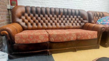 Leren bank + fauteuil