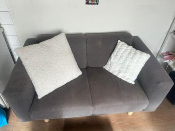 Comfortabele grijze tweezitsbank met kussens