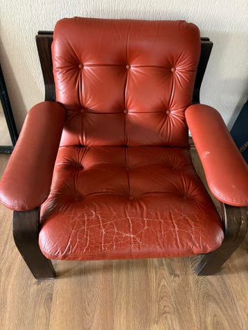 Toffe Seventies Stoel - Bruin Leer