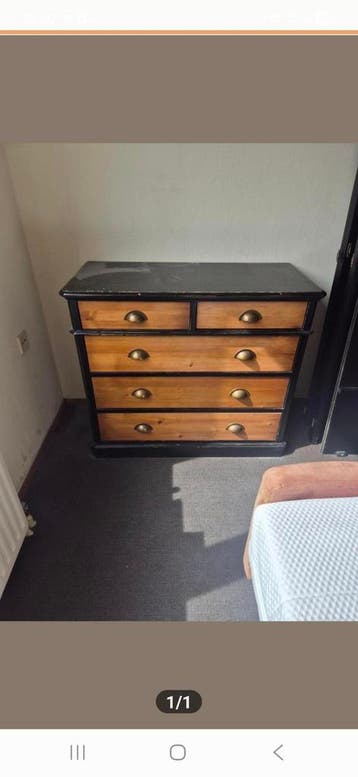 Ladekast met 5 laden - Hout en Zwart