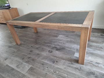 Eettafel 100x200 met massief eiken onderstel