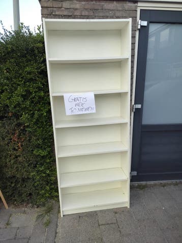 Gratis Boekenkast - Wit, 200 cm hoog, 50-100 cm breed