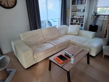 Montel hoekbank wit leer