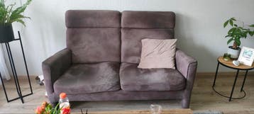 2-zits bank bruin/beige - Gebruikt