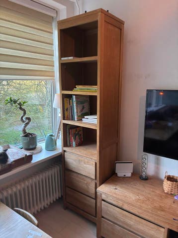 Teakhouten boekenkast met lades - Gratis af te halen
