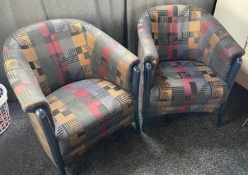 Set van 2 Vintage Kuipstoeltjes met Geometrisch Patroon