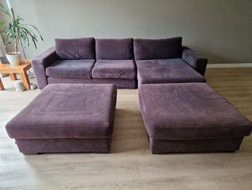 Hoekbank en 2 hockers