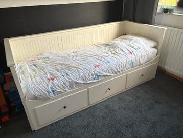 Ikea Hemnes Wit eenpersoonsbed/tweepersoonsbed met lades