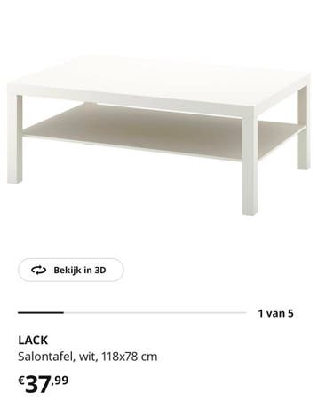 IKEA LACK salontafel, gedemonteerd, gratis af te halen
