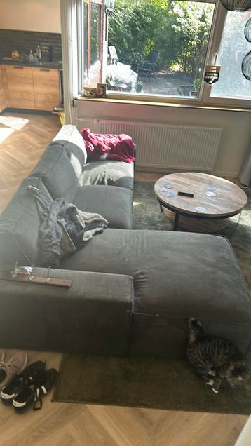Gratis Moet weg Hoekbank met chaise longue groen 275x170