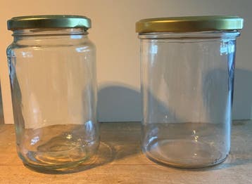 Glazen potten met deksel