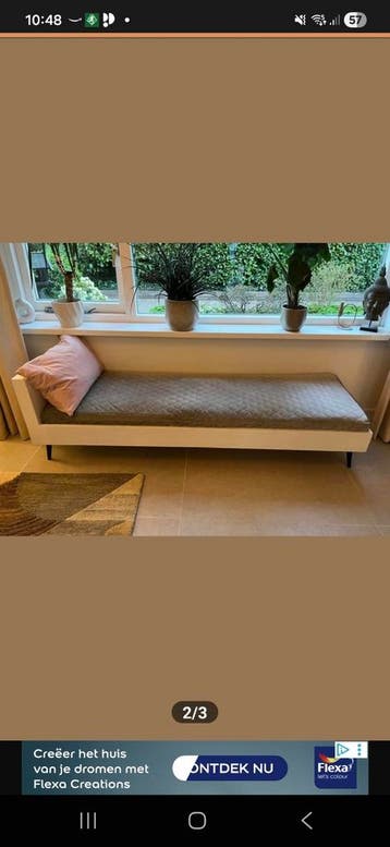 Gratis Daybed wit met grijze velours bekleding