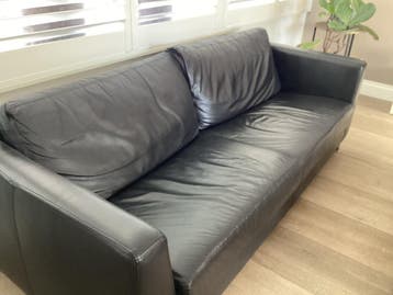 Zwart leren 3-zits bankstel - GRATIS AFHALEN WEERT