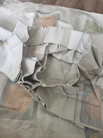 Beige Gordijn met Motief en Glitter - 200x215 cm