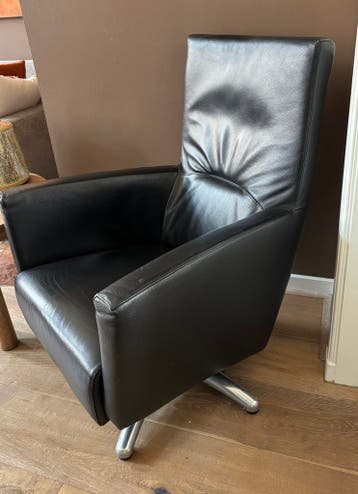 Zwart leren draai fauteuil
