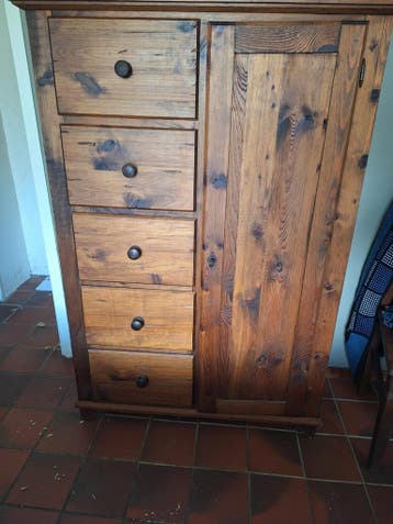 Teakhouten kast met lades en planken