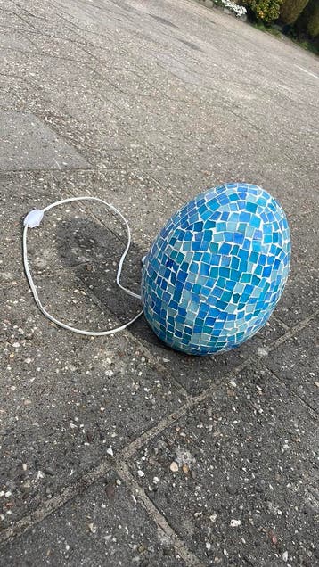 Lamp, tafellamp, ovaal, keramiek, blauw