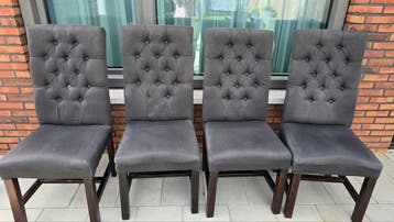 Set van 4 gestoffeerde eetkamerstoelen - Grijs