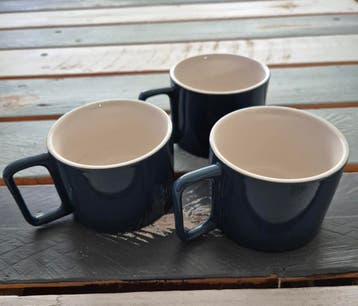 Set van 3 donkerblauwe mokken