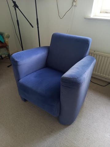 Blauwe zachte stoel