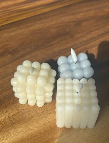 Decoratieve Bubble Kaarsen Set - Crème en Blauw